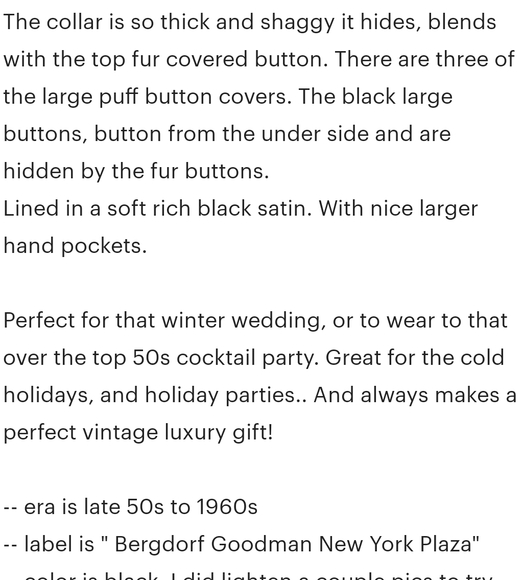 SOLD💖 Bergdorf Goodman New York Plaza Fur collar - Picture 12 of 12